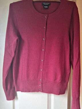 Lord & Taylor Cashmere Cardigan in Cranberry -Like New